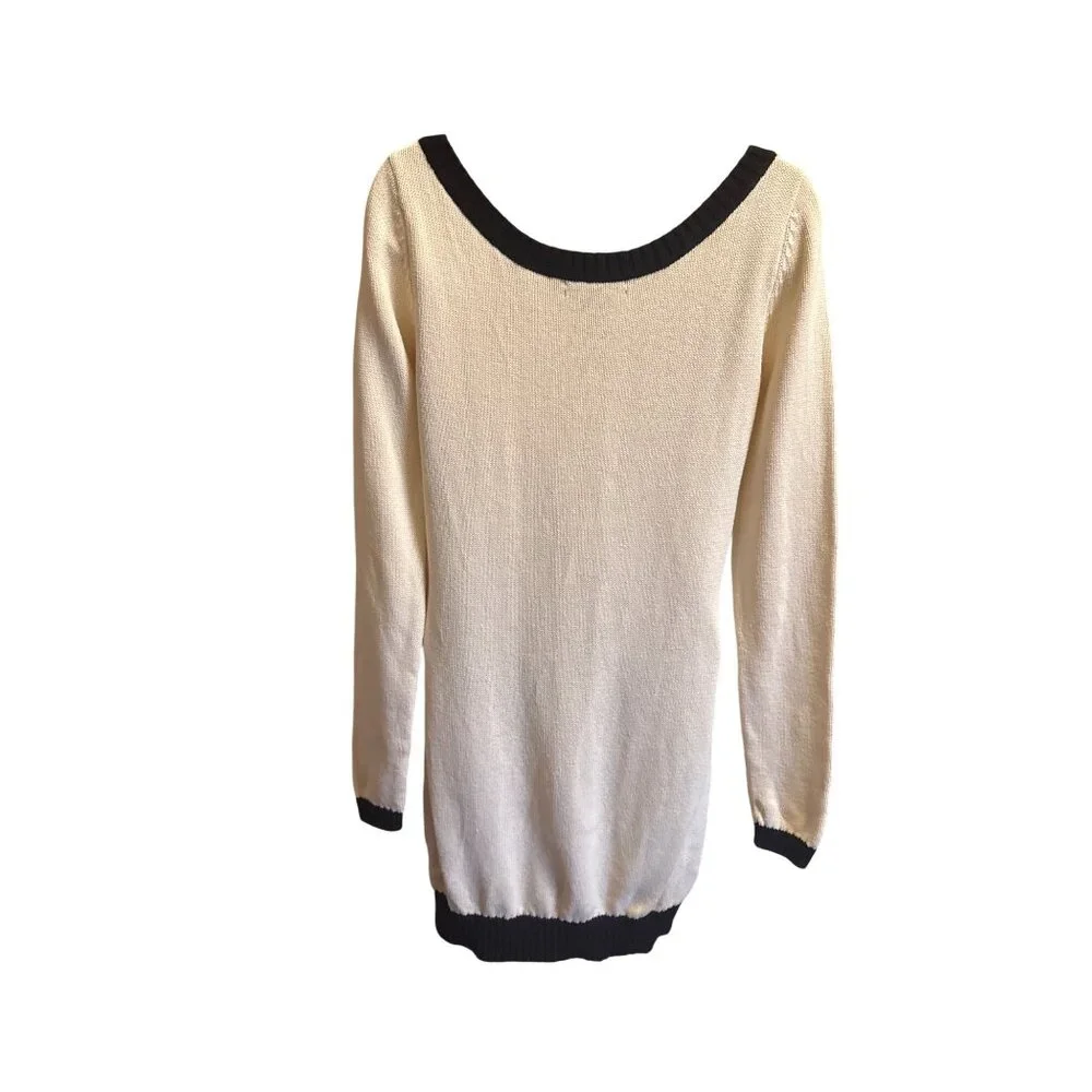 Betsey Johnson Marilyn Monroe Face Sweater Dress Size M Cream Black Graphic